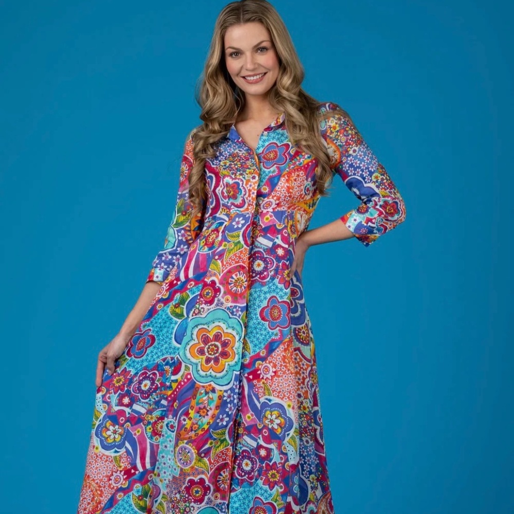 NWT Sartoria Saracena The Mamma Mia Linen Maxi Dress S